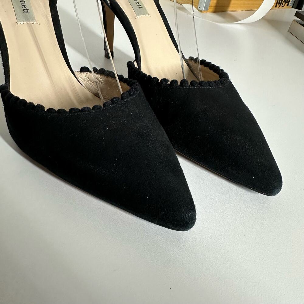 LK Bennett Women's Black Pom Pom Suede D'Orsay Heels Size 40 Size 9 - Picture 8 of 10